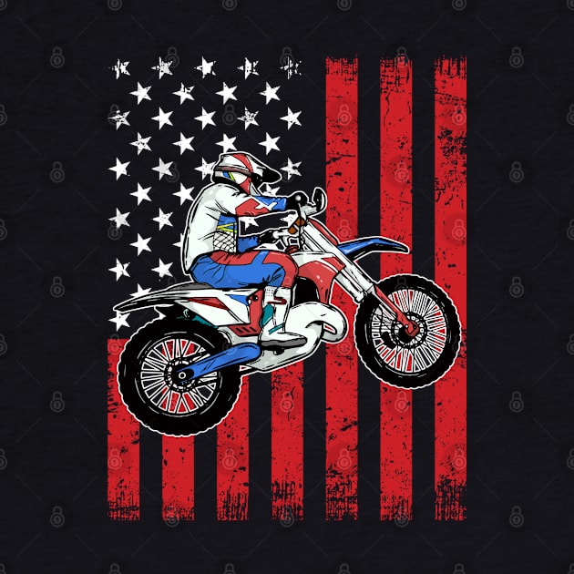 Patriotic Dirt Bike Distressed American Flag MX Motocross by Acroxth